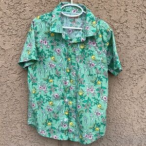 🌈 Cat & Jack Boys Short Sleeve Floral Button Down Dressy Shirt Sz M-8